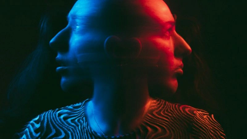 Double exposure image representing relationship OCD and conflicting emotions in a romantic relationship
